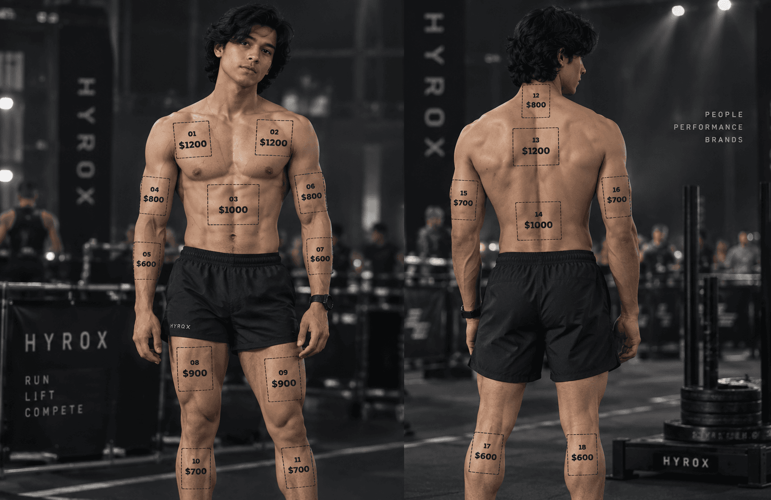 Creator campaign shown in front and back placement views